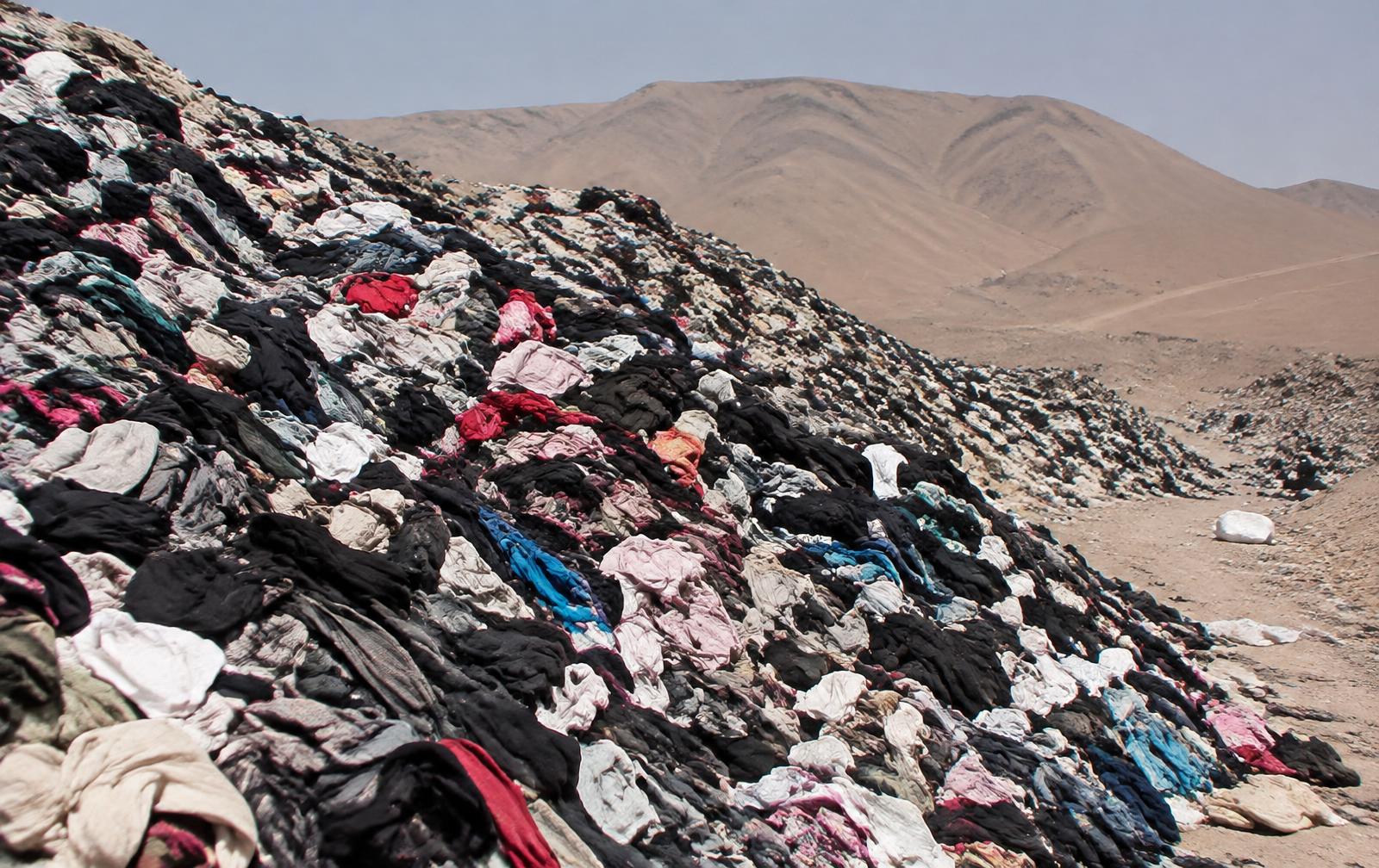 Mountain of discarded clothing in the Atacama Desert